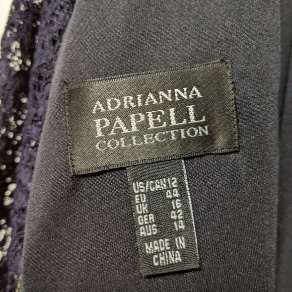 ADRIANNA PAPELL Navy BLUE Lace Column Dress 12 - Picture 5 of 11